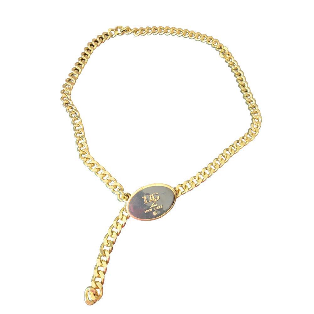 DG2 New York gold chain belt Diane Gilman Vtg Y2K heavy buckle and chain‎